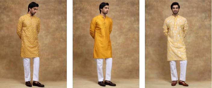 Yellow Kurta for Laxmi Puja