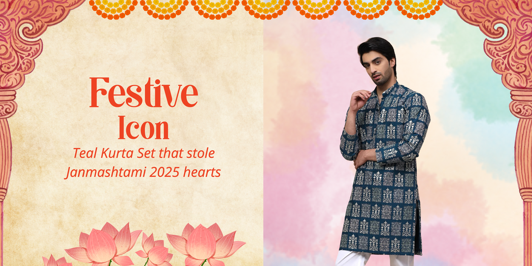 Teal Heritage Embroidered Kurta Set: Our Krishna Janmashtami 2025 Showstopper