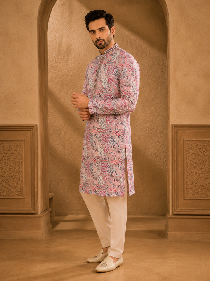 Blush Pink Printed Kurta Set