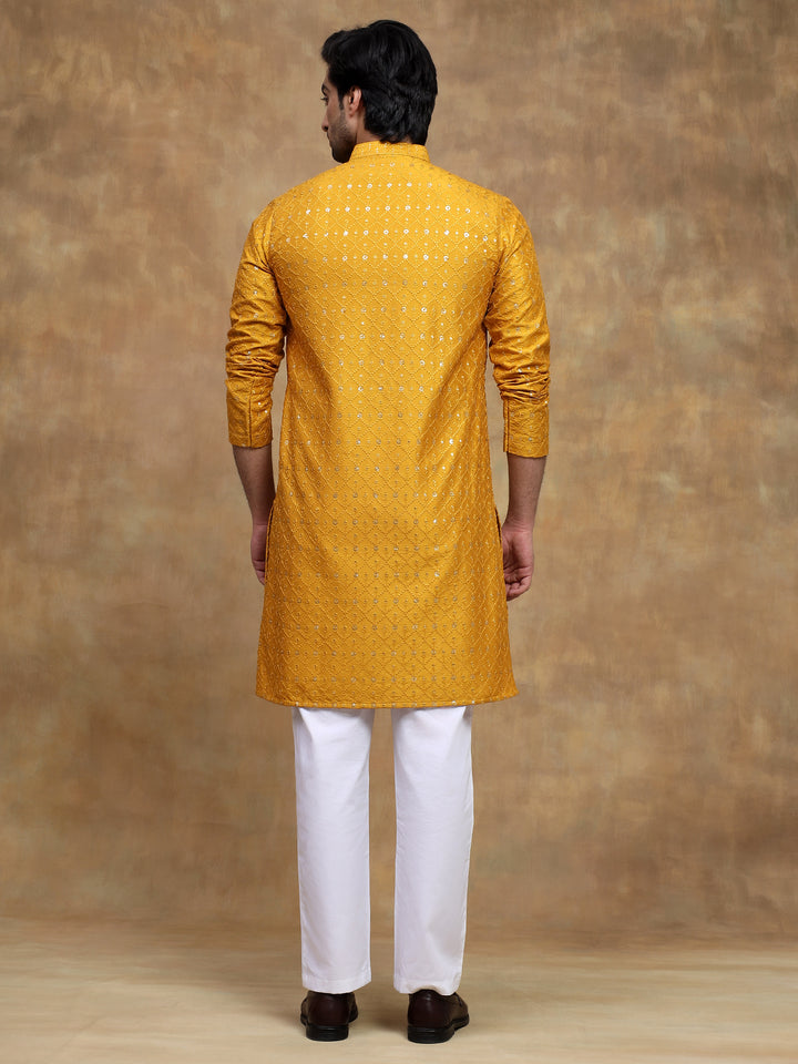 Yellow Sippi Embroidered Kurta Set