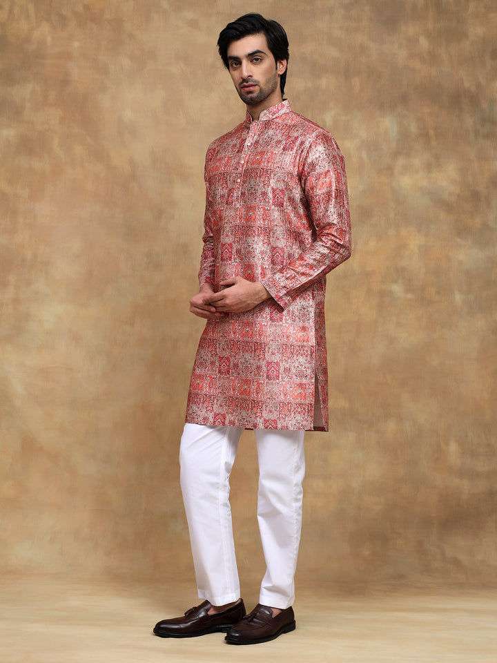 Carrot Kurta Set with Sequin Work