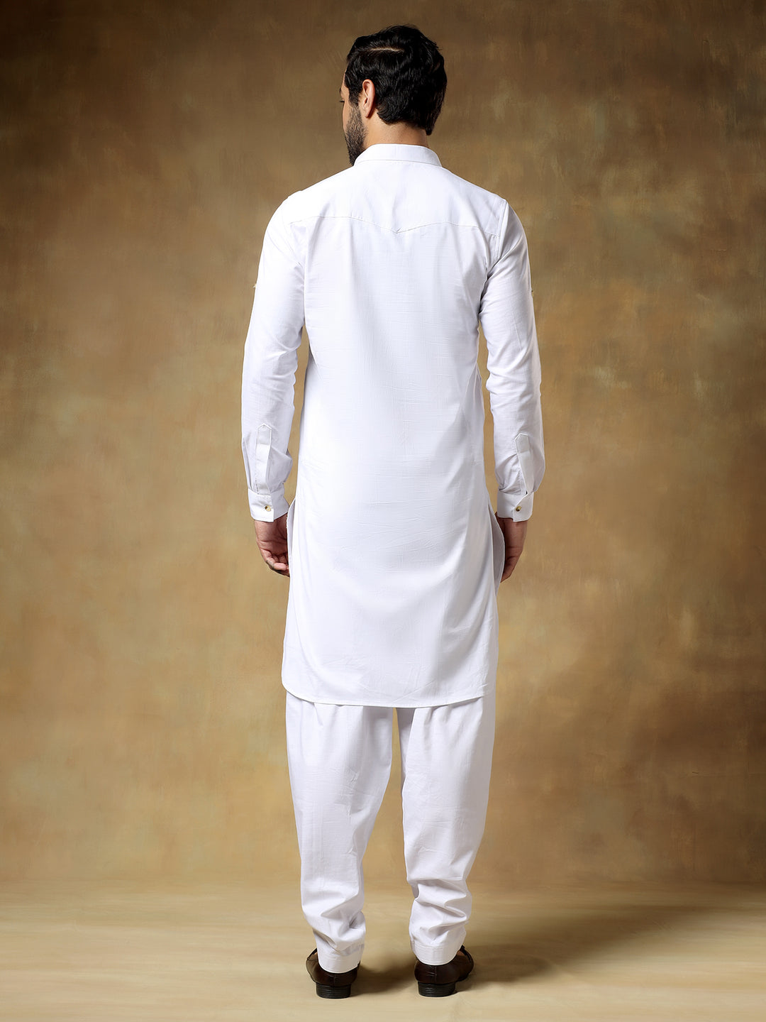 White Cotton Pathani Set