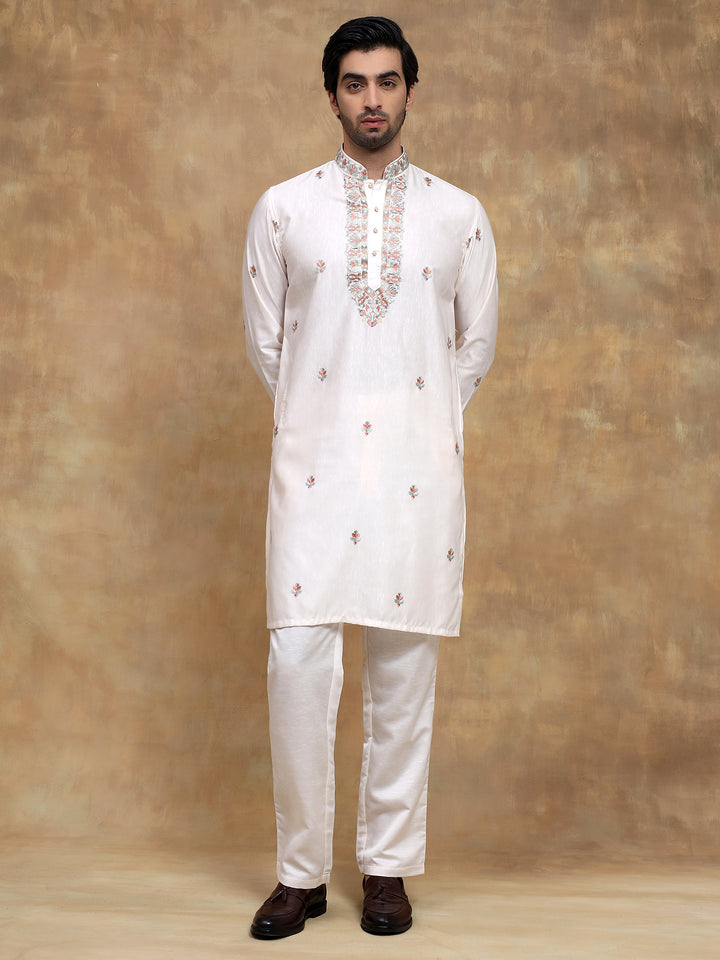 Cream Kurta Pyjama Set