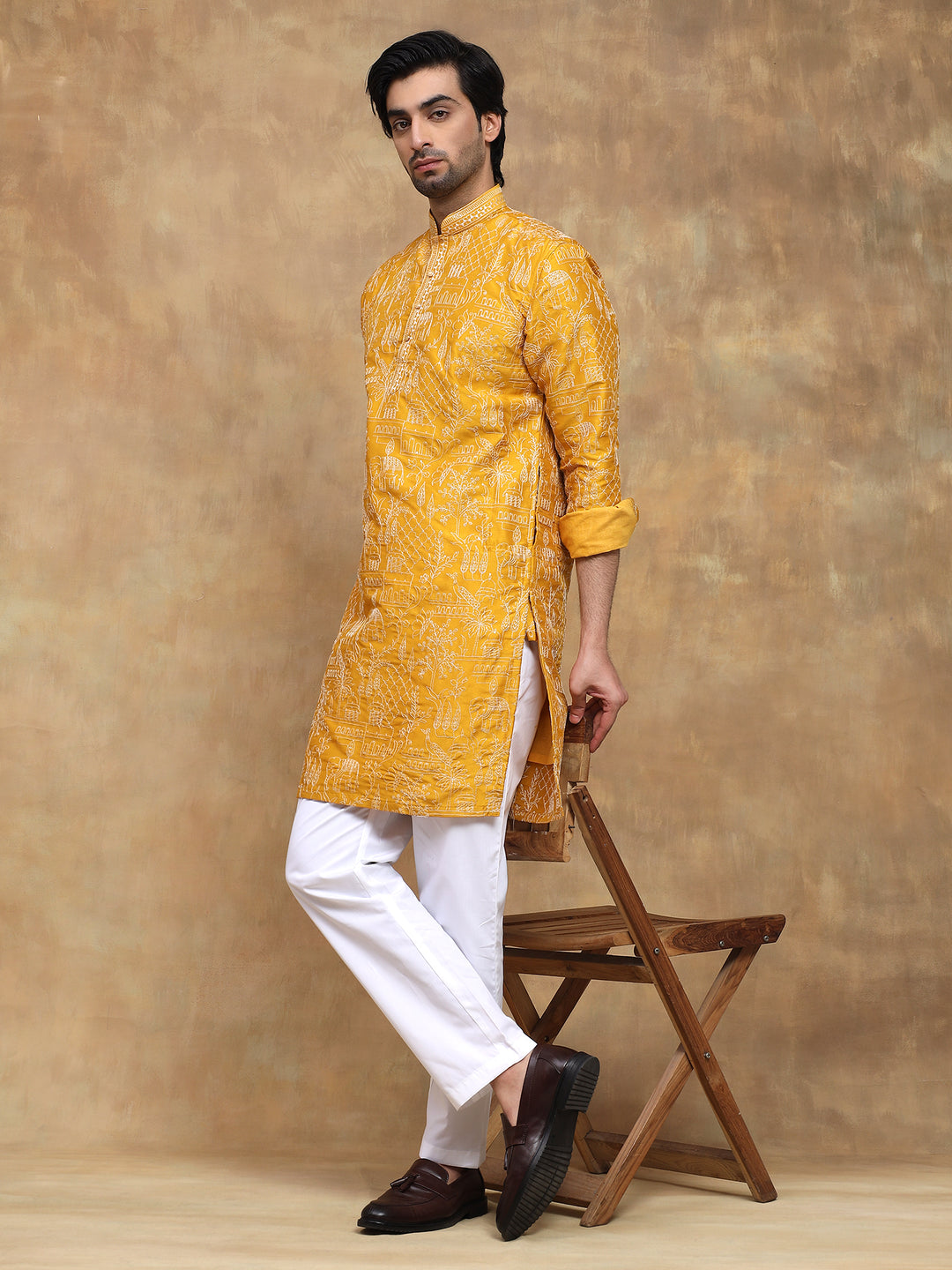 Yellow Rich Embroidered Kurta Set