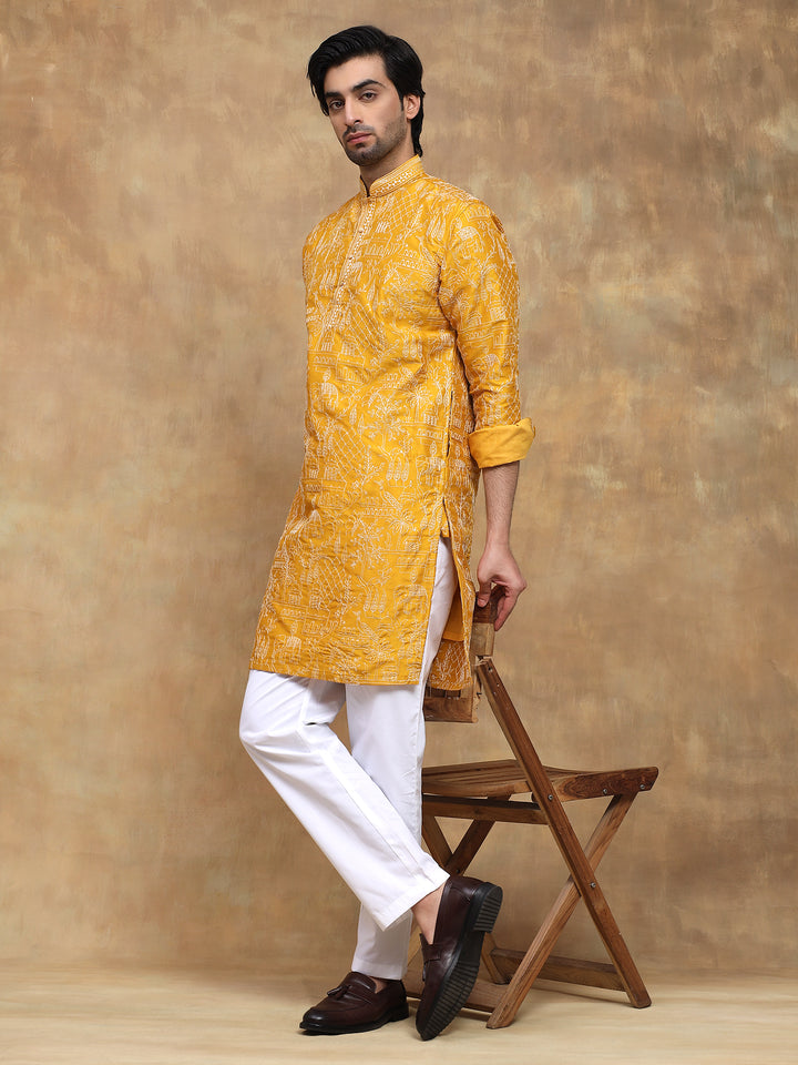 Yellow Rich Embroidered Kurta Set