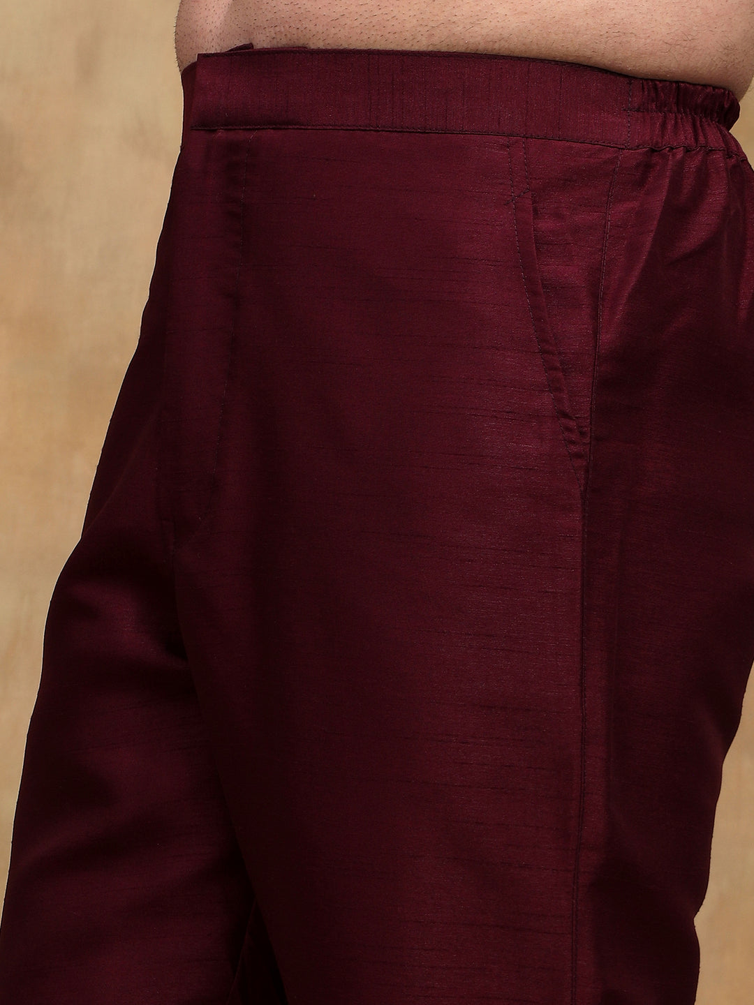 Wine Velvet Nehru Jacket Set