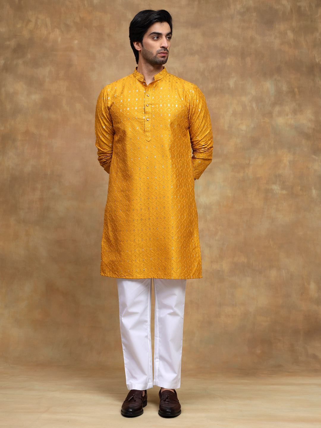 Yellow Sippi Embroidered Kurta Set