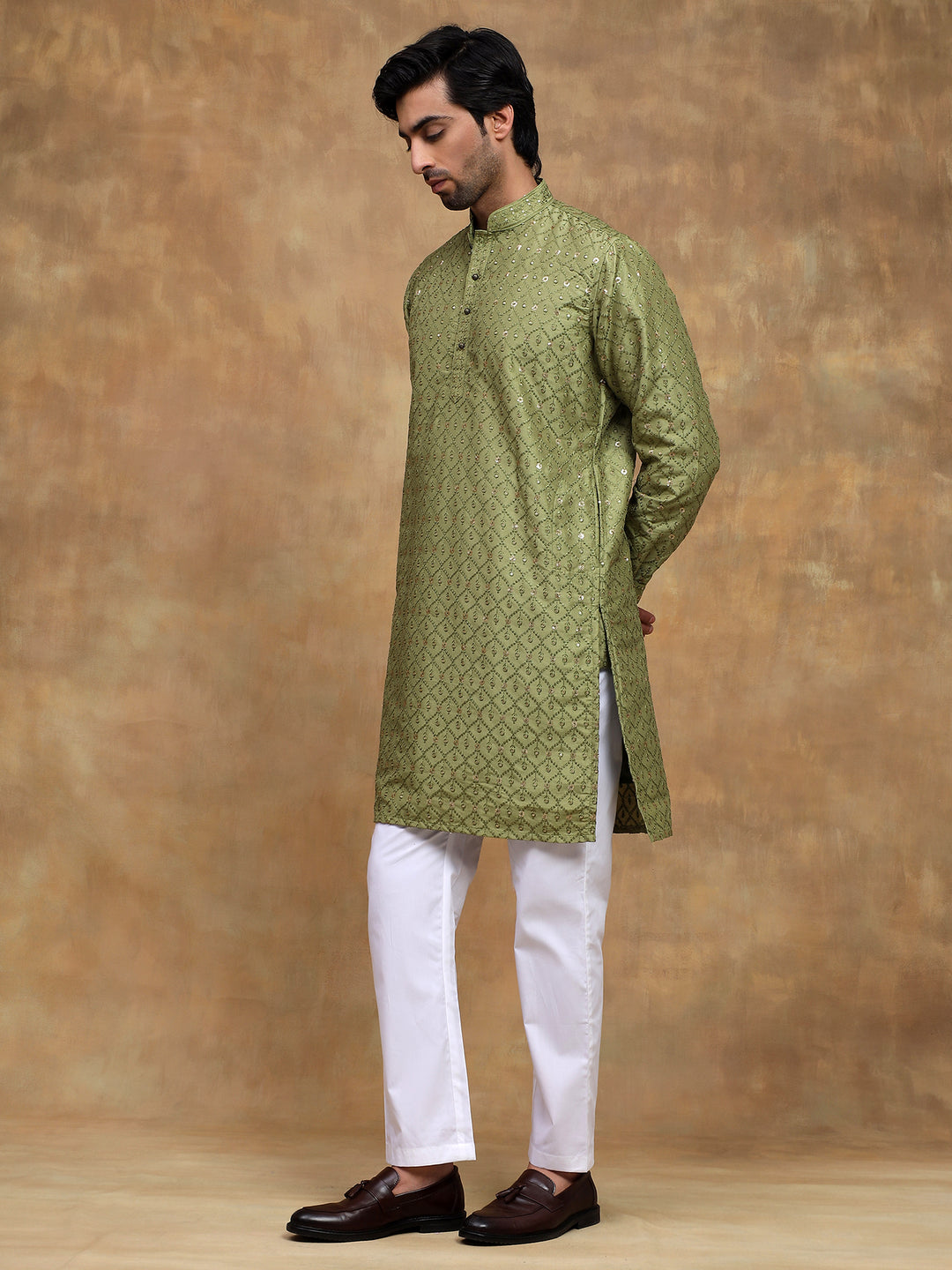 Pista Sippi Embroidered Kurta Set
