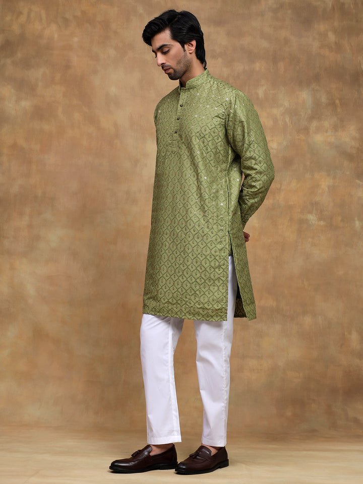Pista Sippi Embroidered Kurta Set