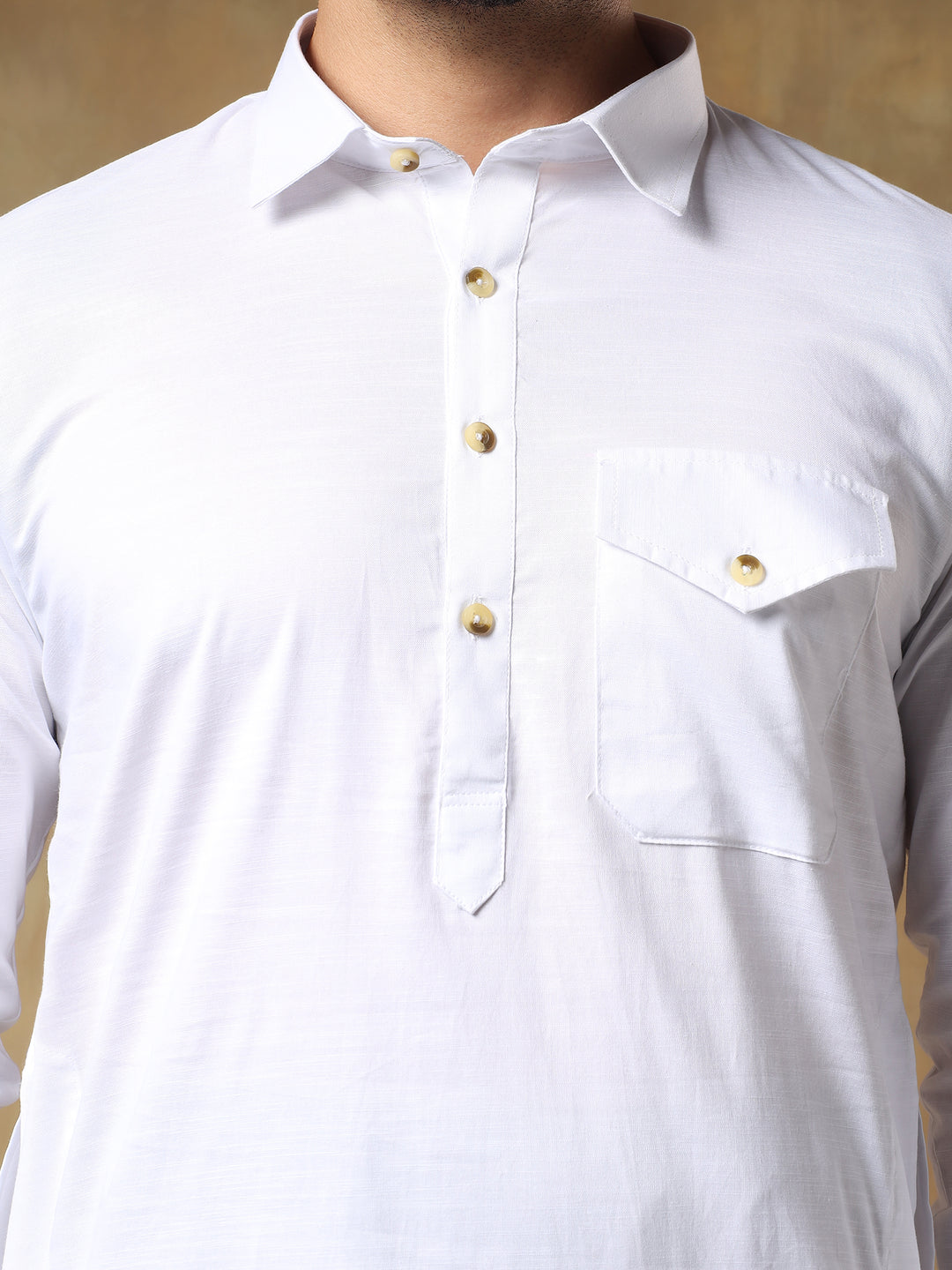 White Cotton Pathani Set