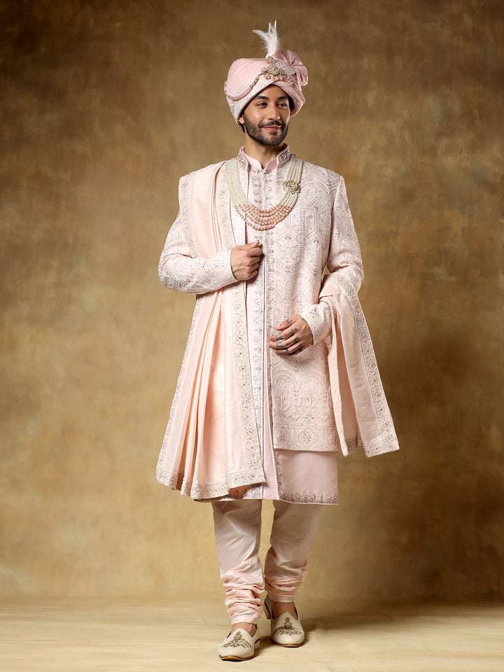 Pink Embroidered Sherwani