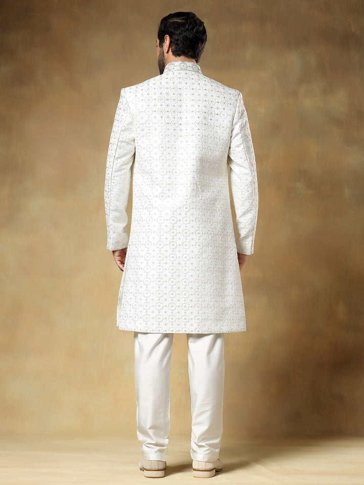 Off White Embroidered Indo-western