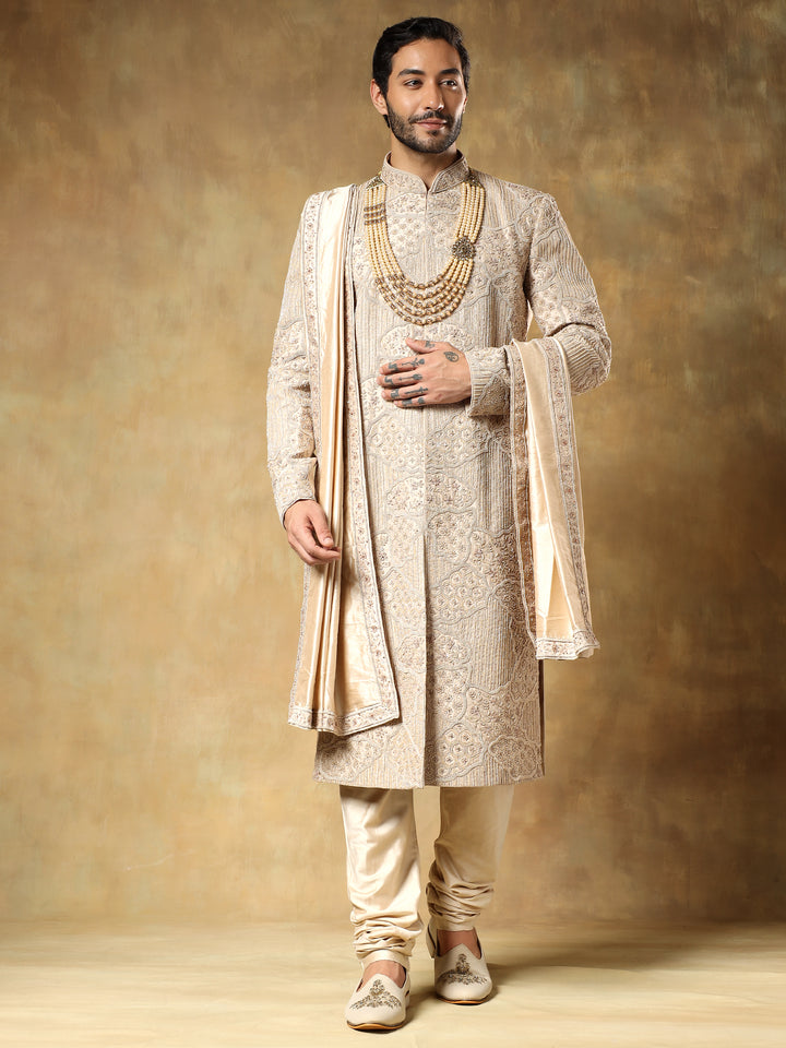 Golden Embroidery Sherwani Set
