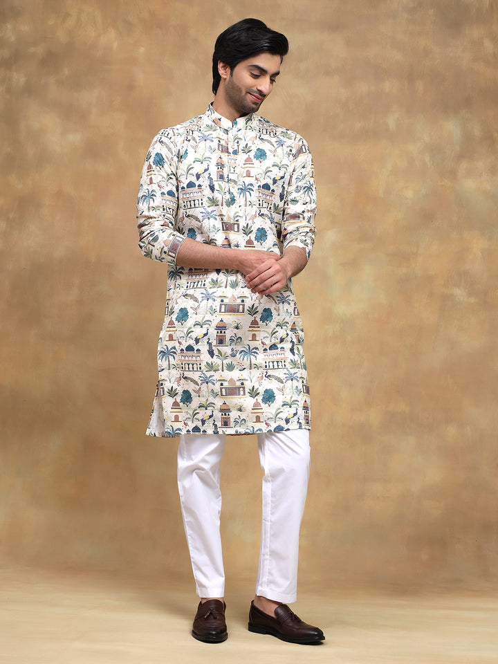 Yellow Printed Heritage Kurta Set