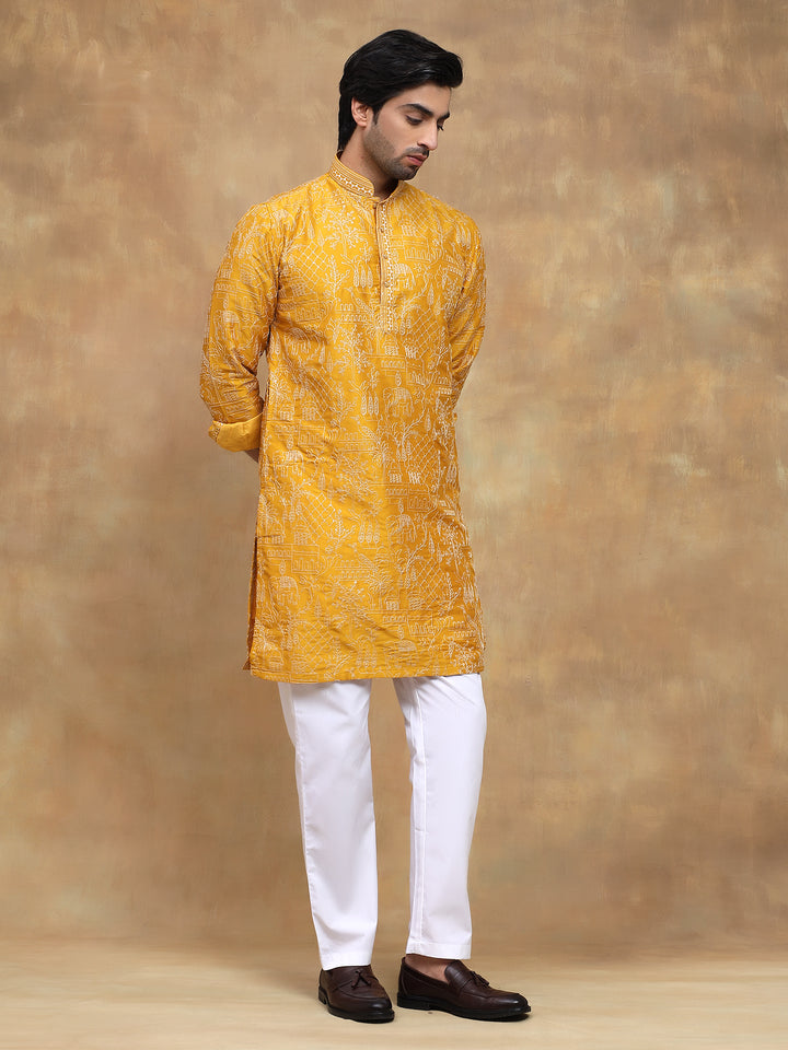 Yellow Rich Embroidered Kurta Set