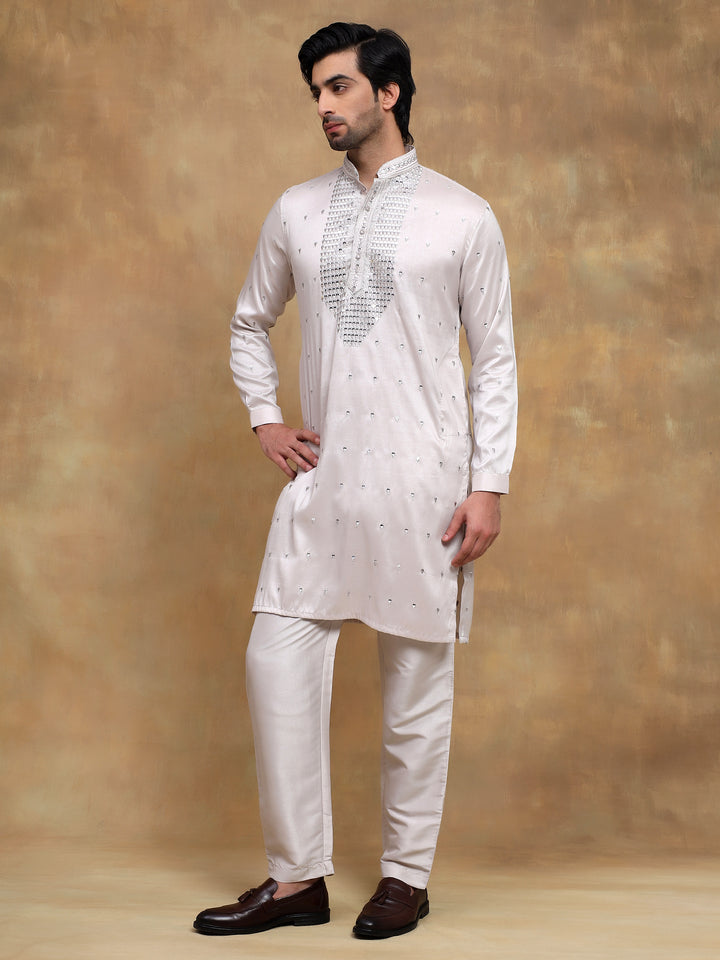 Ivory Front Embroidered Kurta Set