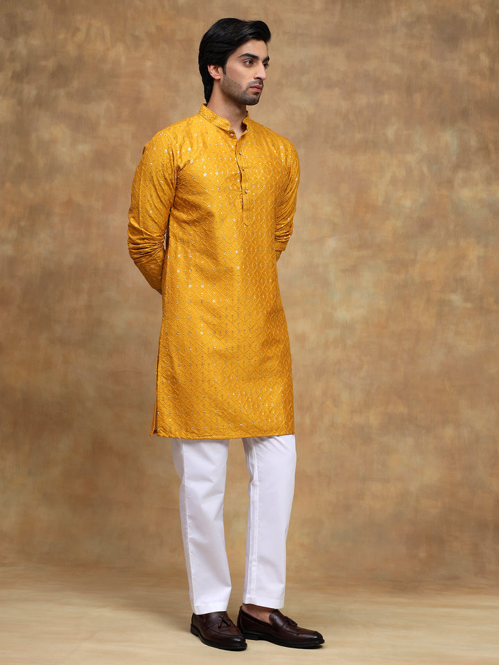 Yellow Sippi Embroidered Kurta Set