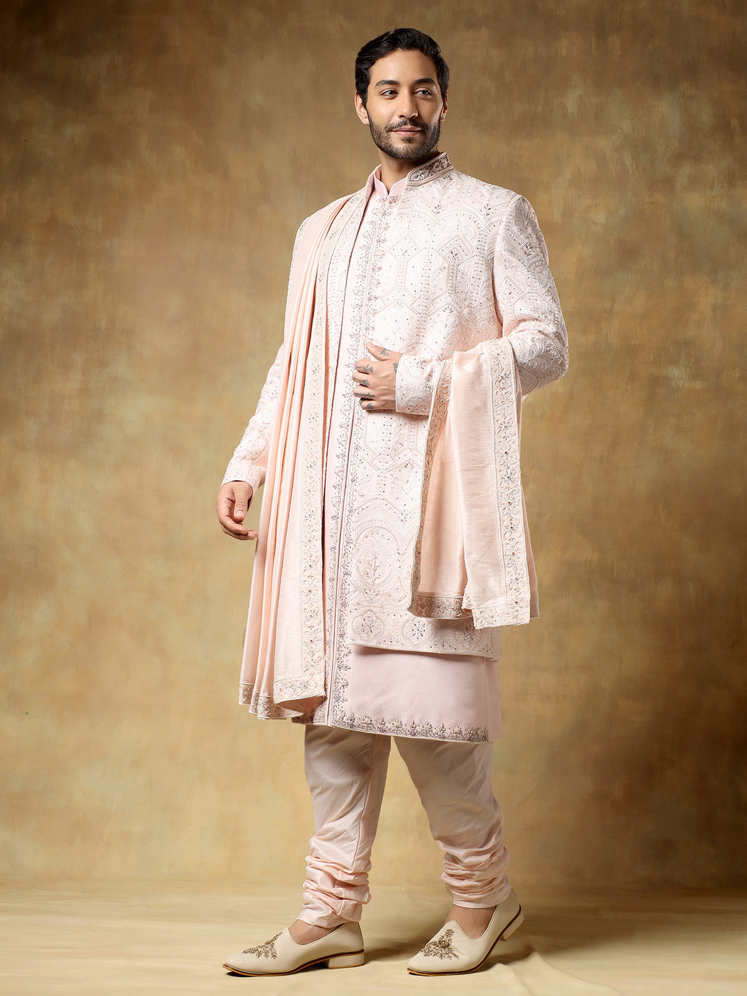 Pink Embroidered Sherwani