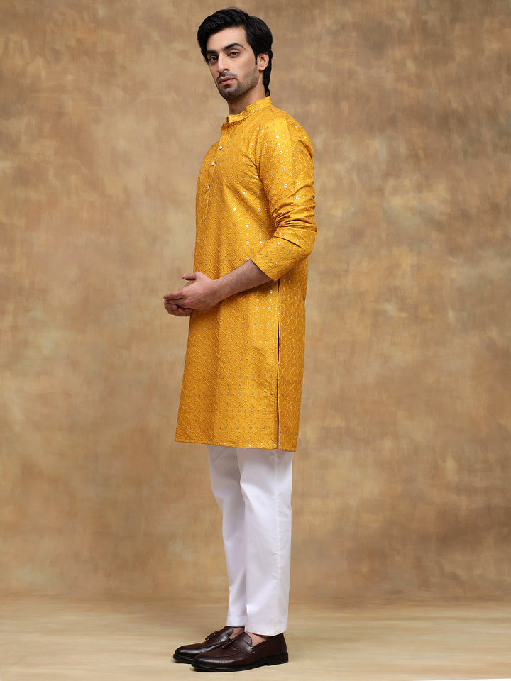 Yellow Sippi Embroidered Kurta Set