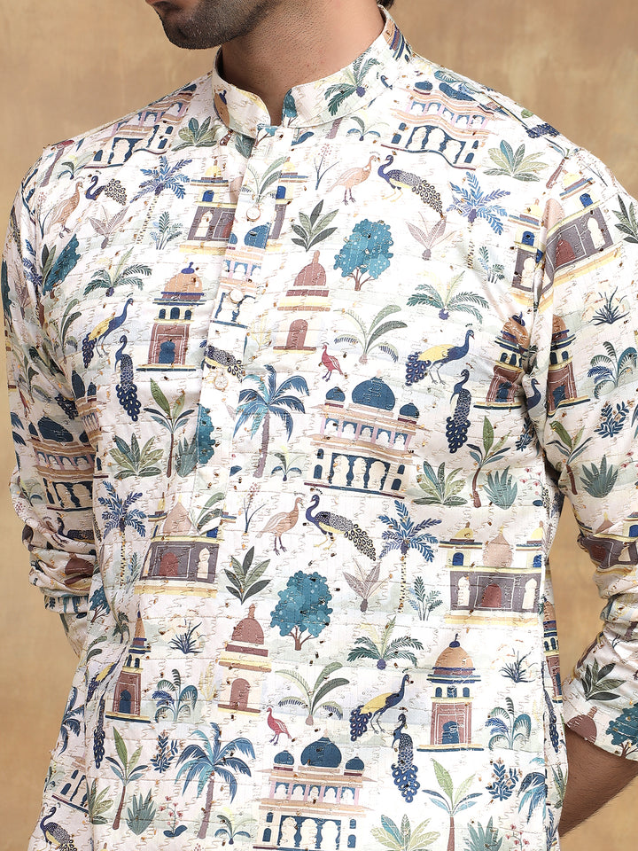 Yellow Printed Heritage Kurta Set