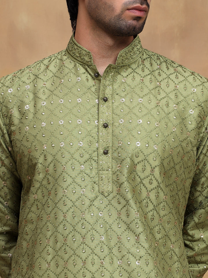 Pista Sippi Embroidered Kurta Set