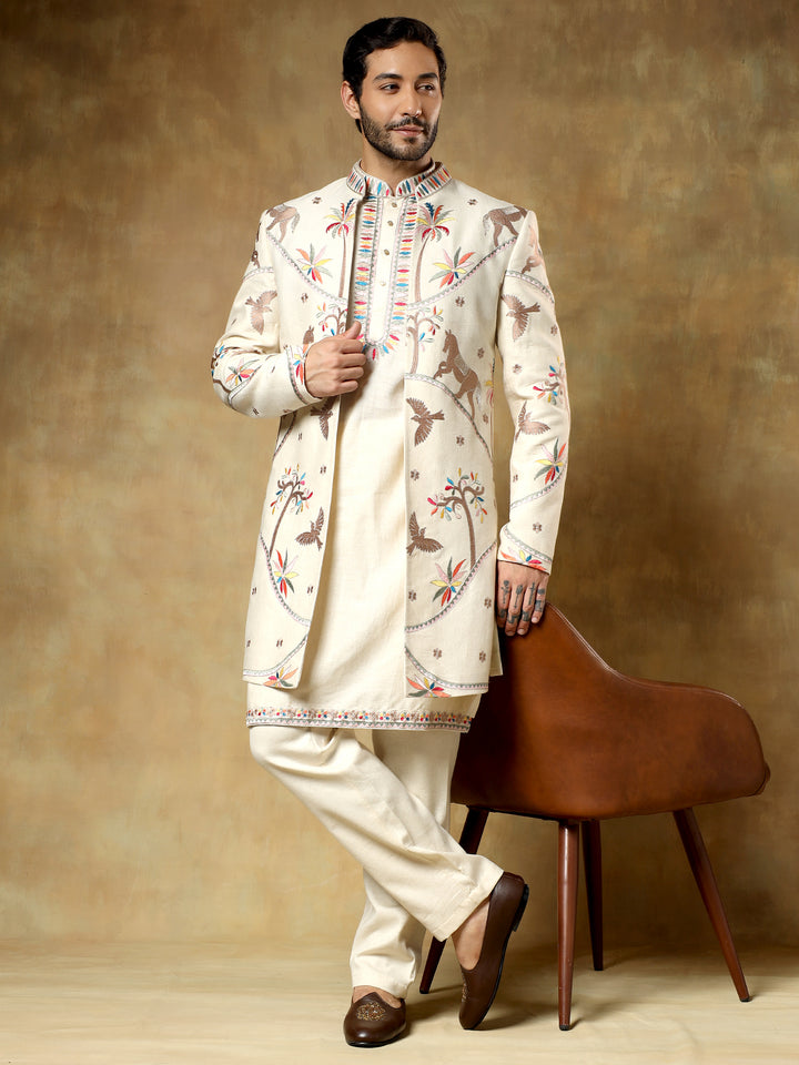 Multicolor Embroidered Open Indo-Western