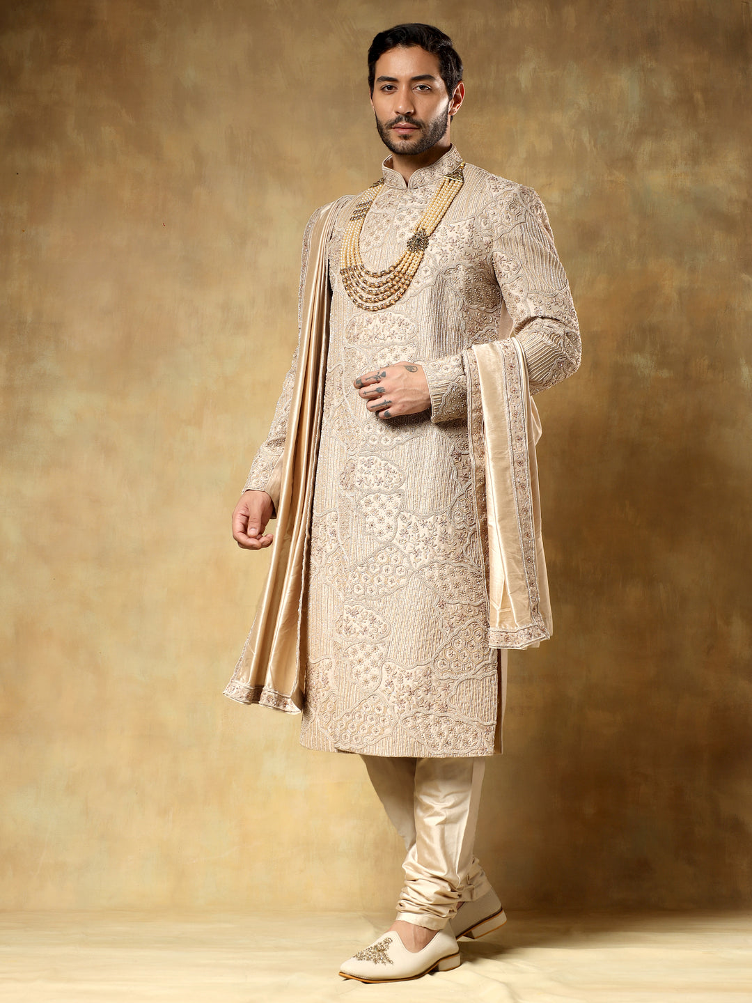 Golden Embroidery Sherwani Set