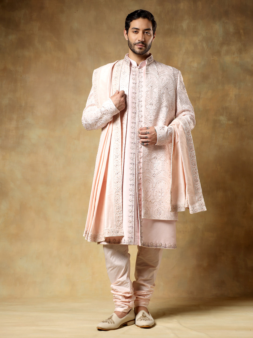 Pink Embroidered Sherwani