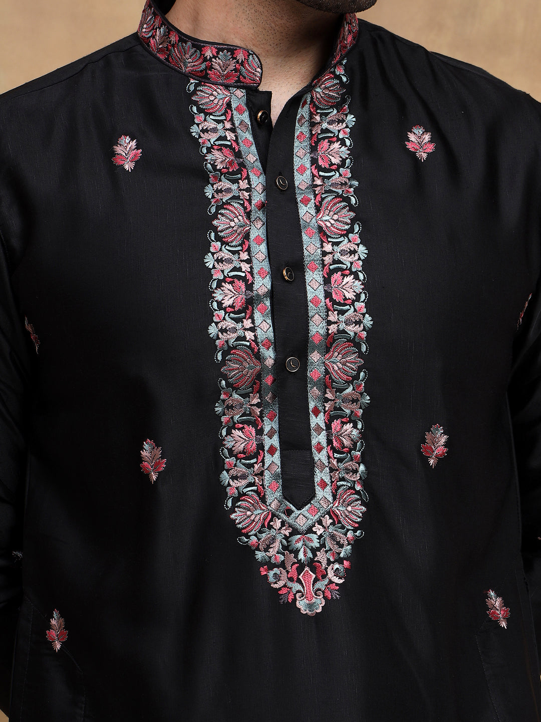 Black Kurta Set with Printed Dupatta