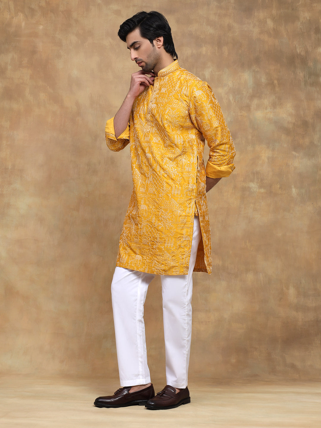 Yellow Rich Embroidered Kurta Set