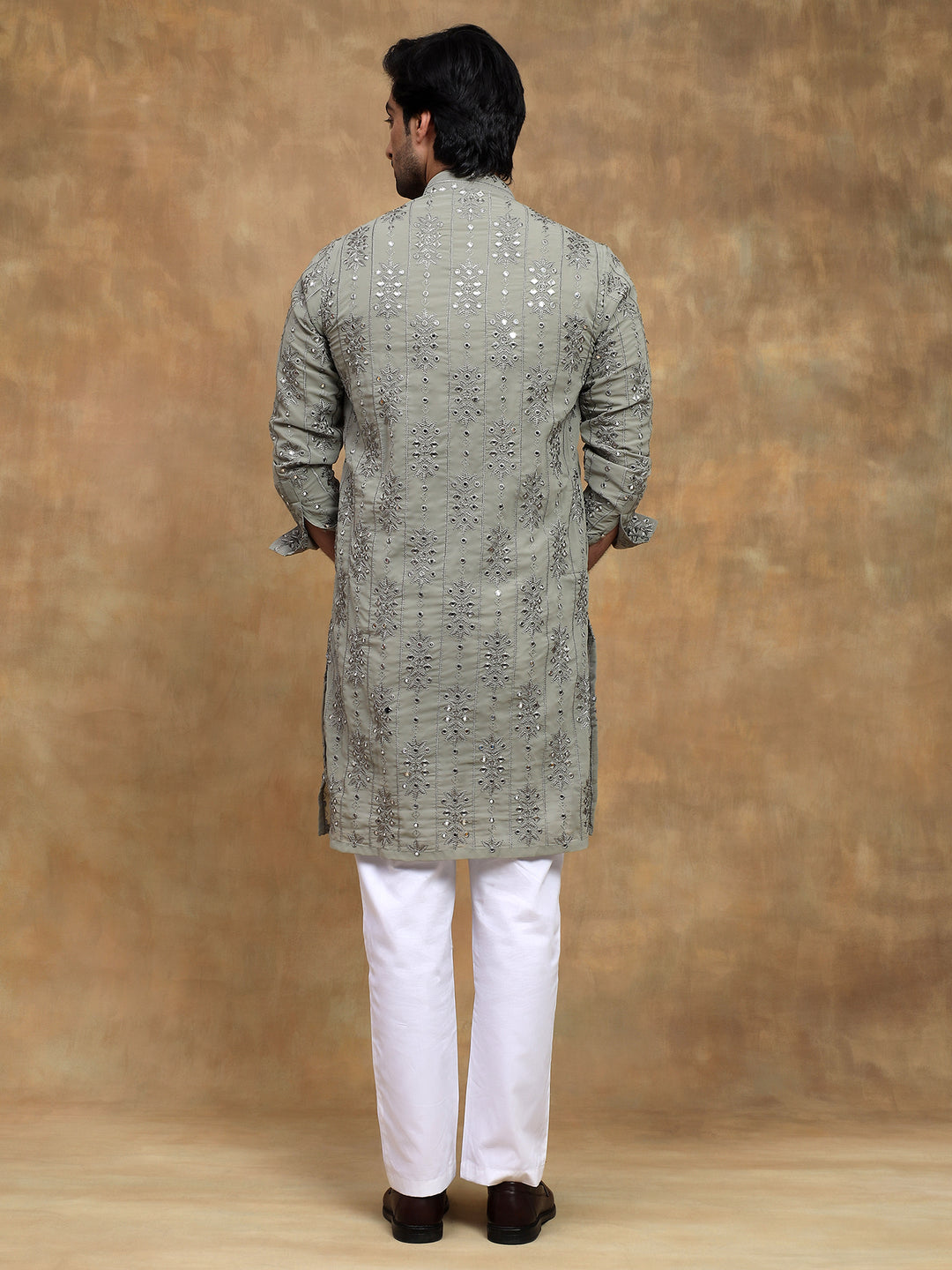 Sage Green Tonal Embroidered Kurta Set