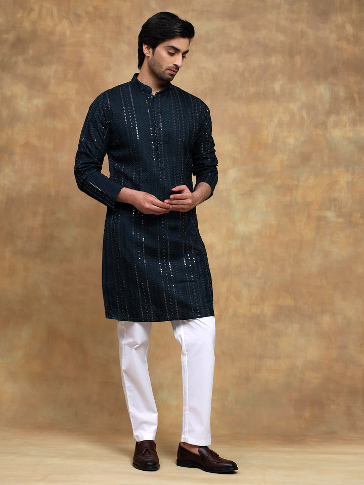 Twilight Blue Sippi Embroidered Kurta Set