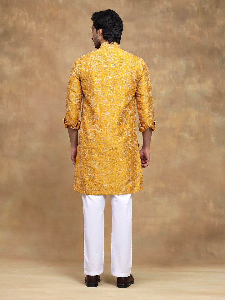 Yellow Rich Embroidered Kurta Set