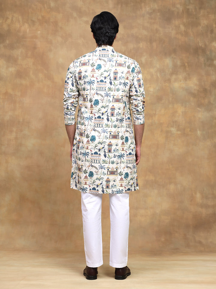 Yellow Printed Heritage Kurta Set
