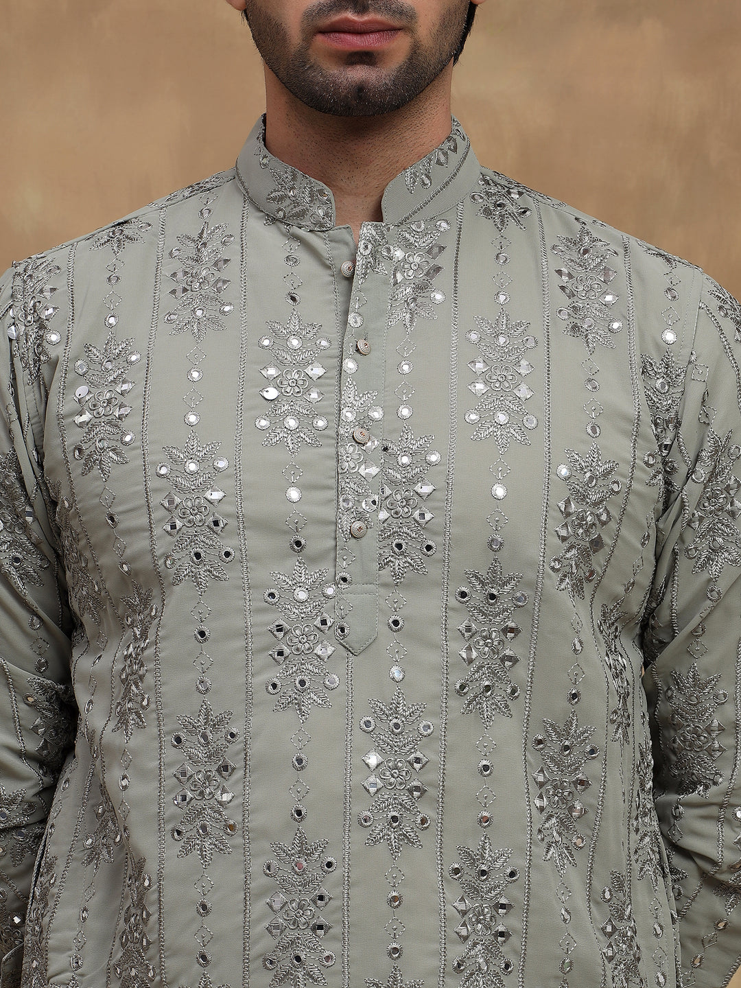 Sage Green Tonal Embroidered Kurta Set