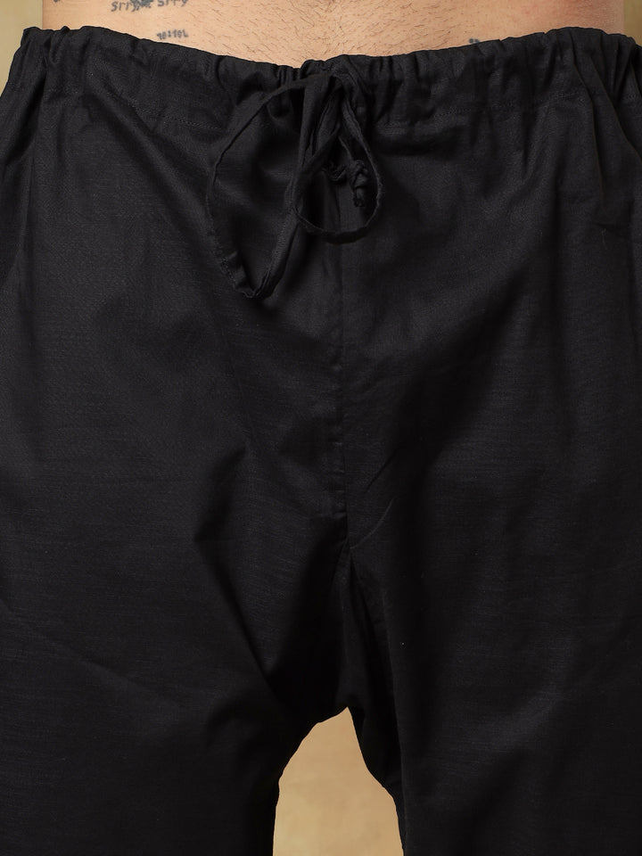Black Cotton Pathani Set