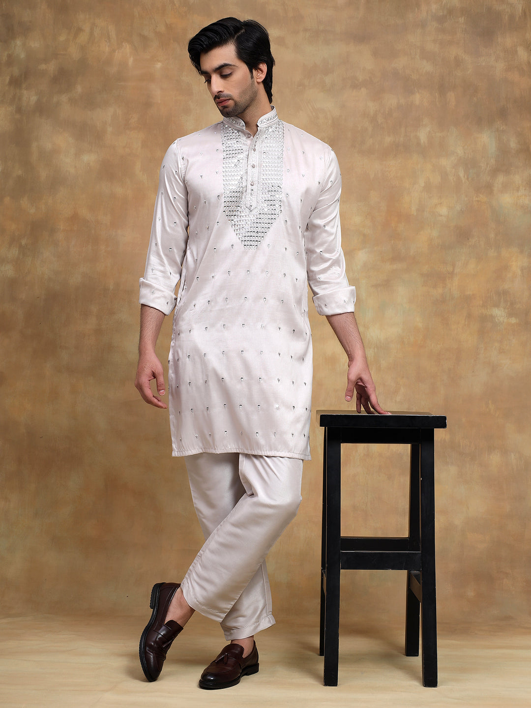 Ivory Front Embroidered Kurta Set