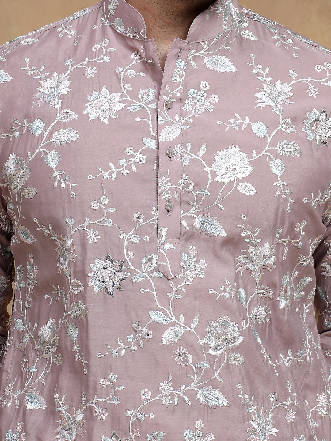 Lilac Embroidered Kurta Set