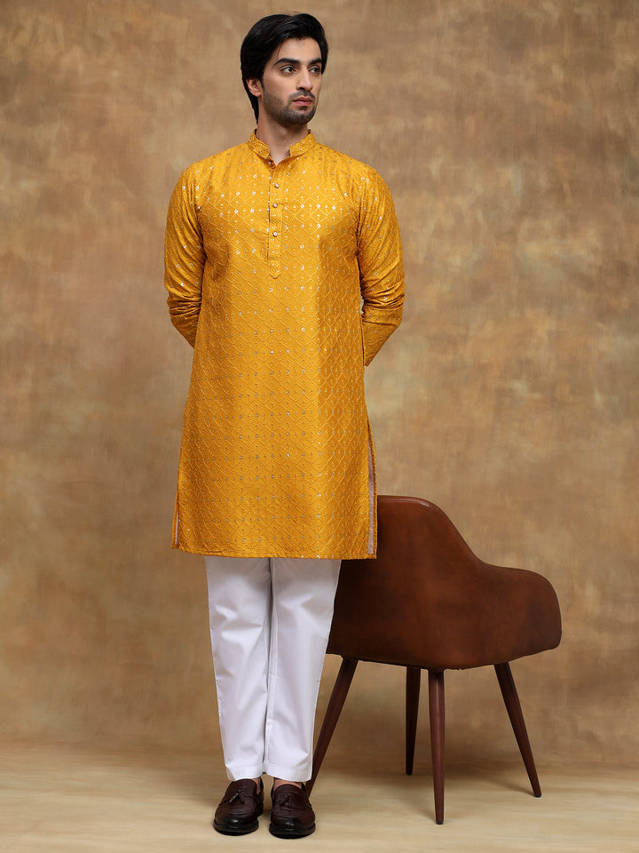 Yellow Sippi Embroidered Kurta Set