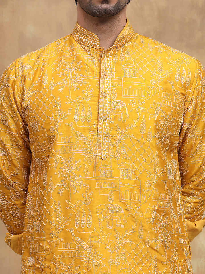Yellow Rich Embroidered Kurta Set