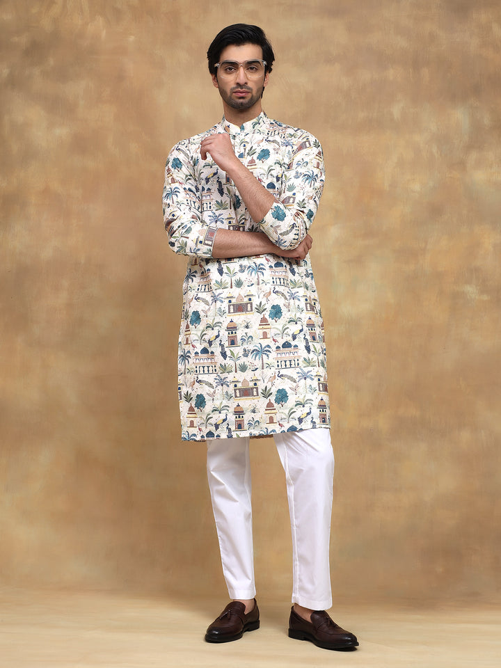 Yellow Printed Heritage Kurta Set