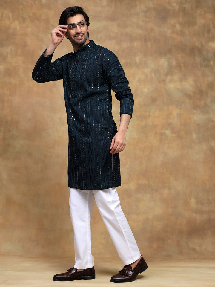 Twilight Blue Sippi Embroidered Kurta Set