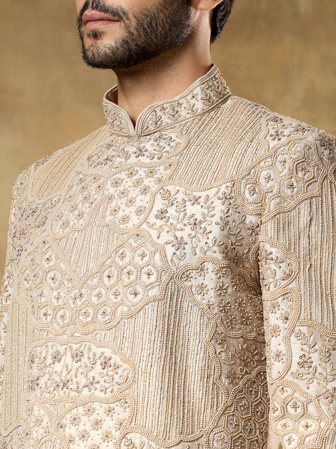 Golden Embroidery Sherwani Set