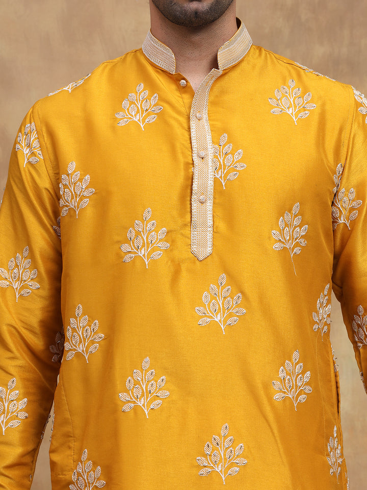 Yellow Ivory Embroidered Kurta Set