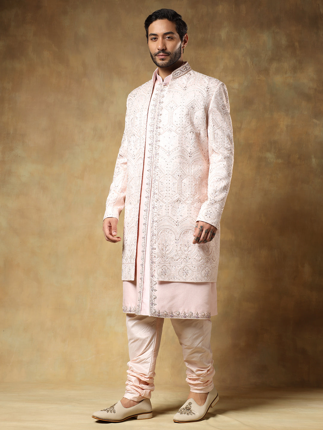 Pink Embroidered Sherwani