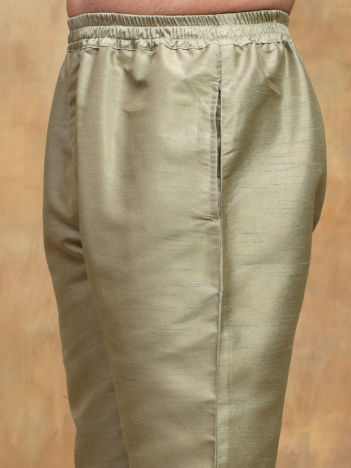 Pista Mirror Embroidered Kurta Set