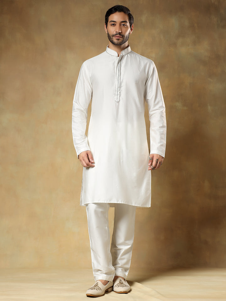 Off White Embroidered Indo-western