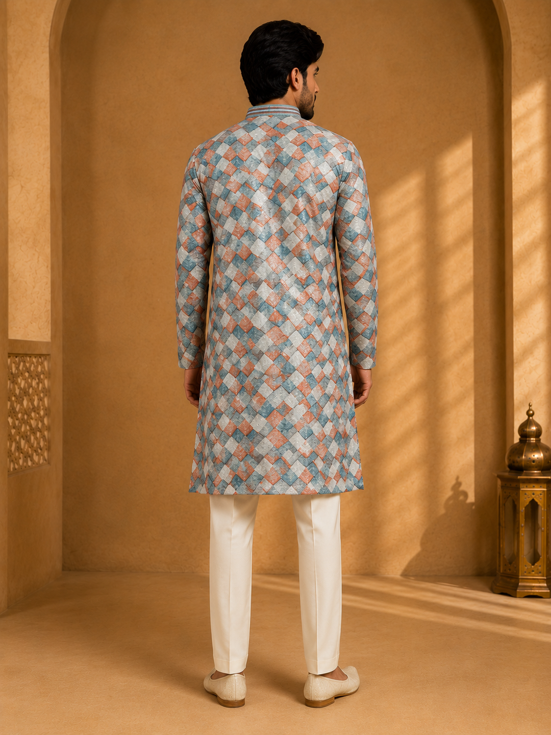 Teal Printed Kurta Set