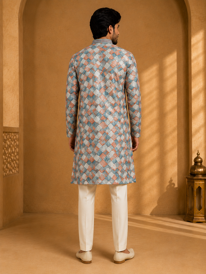 Teal Printed Kurta Set