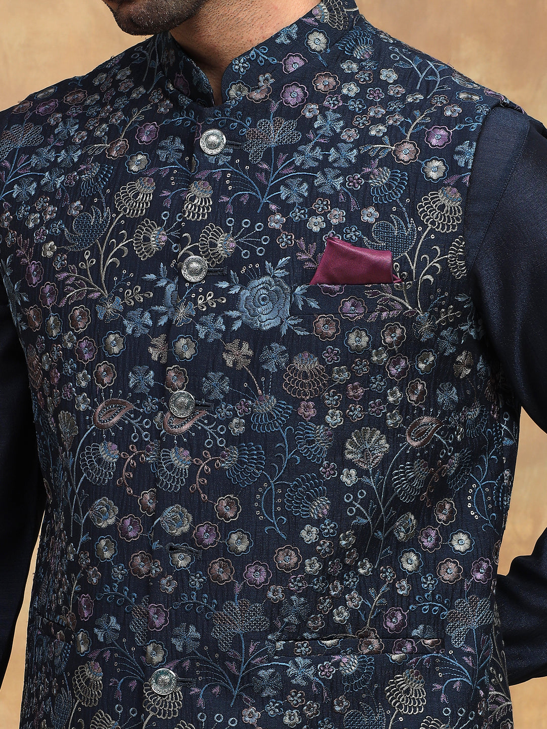 Teal Thread Embroidered Kurta Set